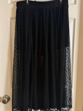 torrid Black Sheer Polka Dot Maxi Skirt